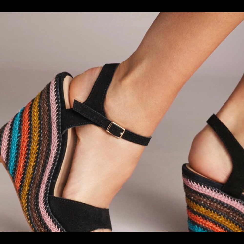 Anthropologie Striped Platform Wedge Sandal NWT - Picture 6 of 6
